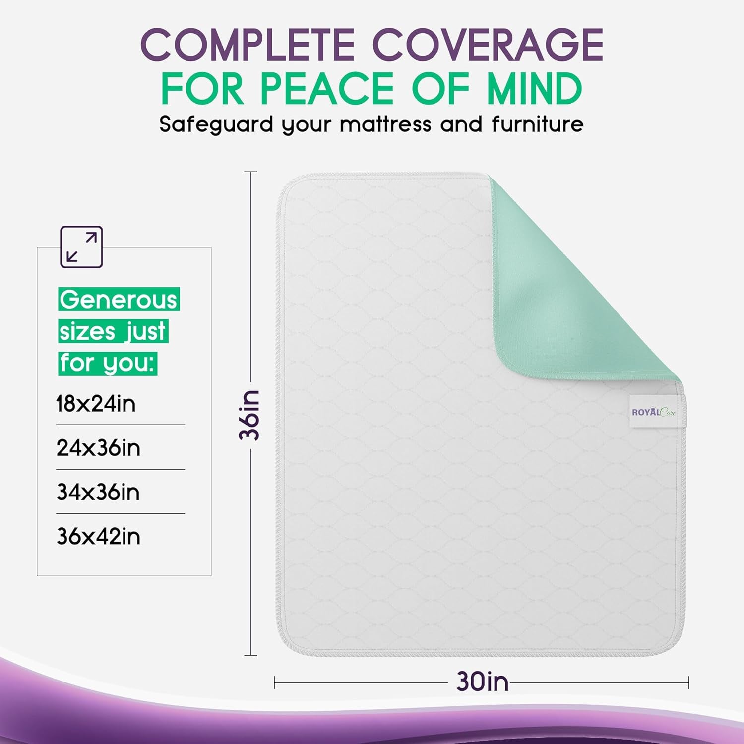Incontinence Bed Pads - Reusable Waterproof Underpad Chair, Sofa and Mattress Protectors - Highly Absorbent, Machine Washable - for Children, Pets and Seniors (30X36 (Pack of 4), Multi-Color)