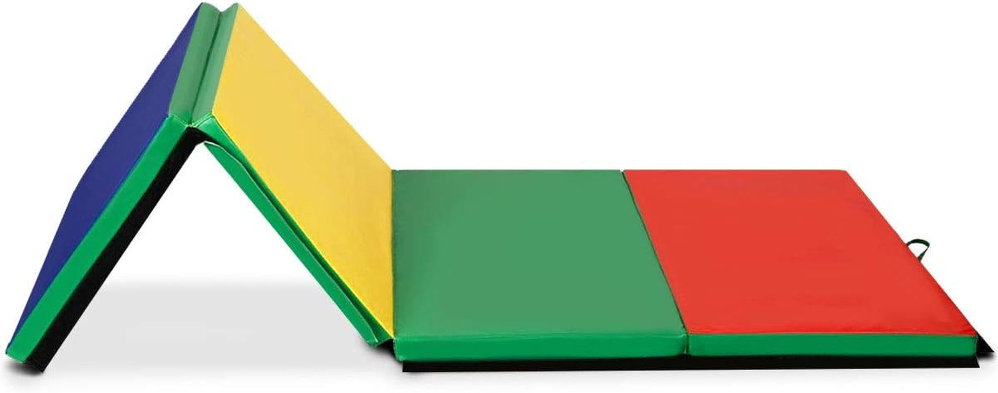 4'X10'X 2" Gymnastics Mat, 4-Panel Folding Aerobics Exercise Mat W/Hook & Loop Fastener, Carrying Handle, Portable Tumbling Mat for Stretching Yoga Cheerleading Martial Arts