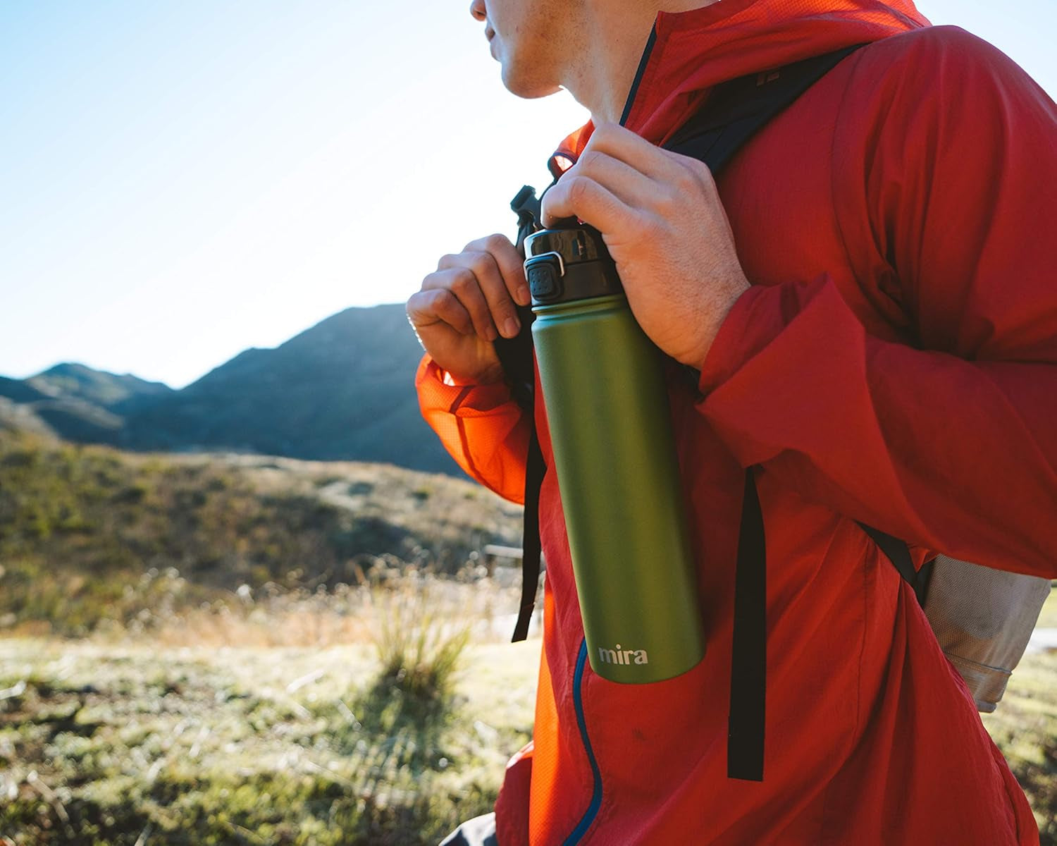 32 Oz Insulated Water Bottle - Stainless Steel Thermos with One-Touch Quick-Open Spout - Double Wall Hot & Cold (24Hr Cold/12Hr Hot) - Hawaiian Blue