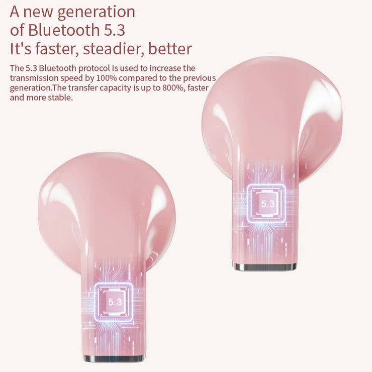 Heartbeat Harmony: Fashionable Bluetooth Wireless Heart-Shaped TWS Earbuds for Women