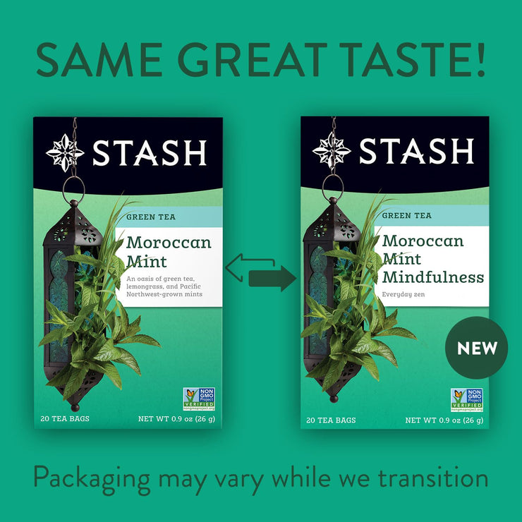 Tea Moroccan Mint Green Tea - Caffeinated, Non-Gmo Project Verified Premium Tea with No Artificial Ingredients, 20 Count (Pack of 6) - 120 Bags Total