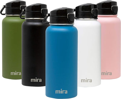 32 Oz Insulated Water Bottle - Stainless Steel Thermos with One-Touch Quick-Open Spout - Double Wall Hot & Cold (24Hr Cold/12Hr Hot) - Hawaiian Blue