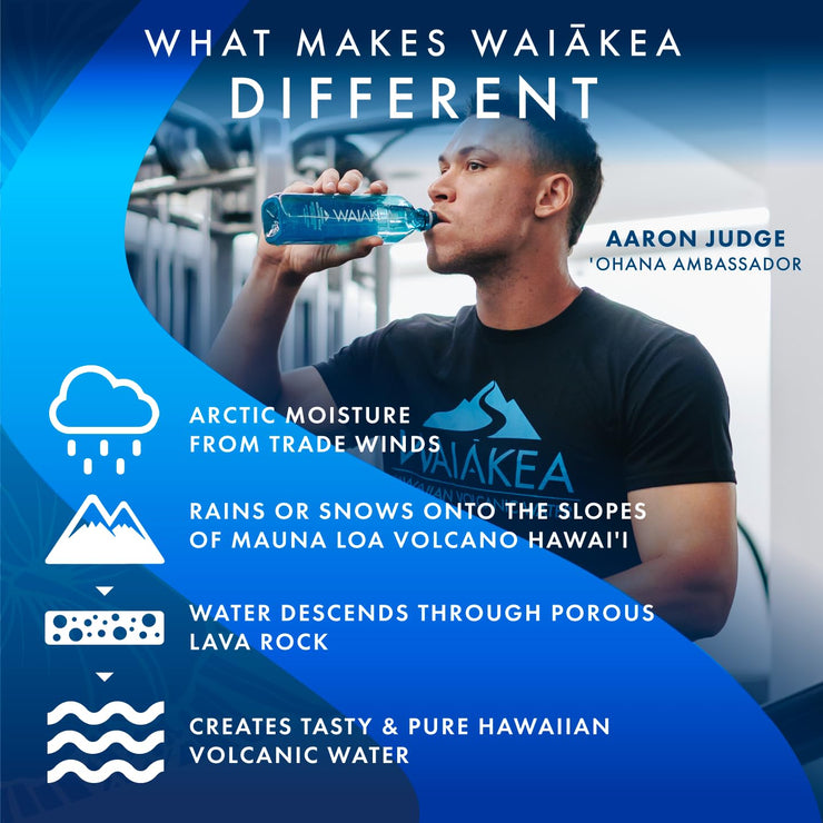 Waiākea - Hawaiian Volcanic Water - Naturally Alkaline Water - Ph Range 7.6 to 8.2 - All Natural Minerals & Electrolytes - 100% Recycled Water Bottles - Bottled Water 24 Pack - 16.9 Fl Oz, 500 Ml