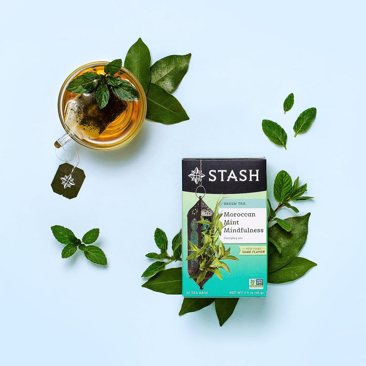 Tea Moroccan Mint Green Tea - Caffeinated, Non-Gmo Project Verified Premium Tea with No Artificial Ingredients, 20 Count (Pack of 6) - 120 Bags Total