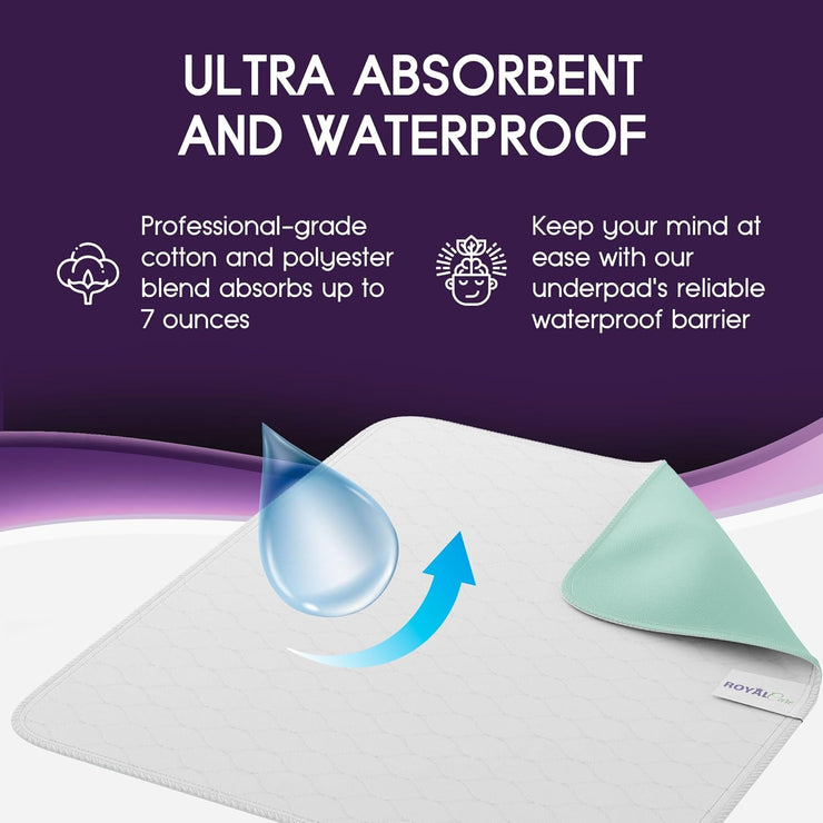 Incontinence Bed Pads - Reusable Waterproof Underpad Chair, Sofa and Mattress Protectors - Highly Absorbent, Machine Washable - for Children, Pets and Seniors (30X36 (Pack of 4), Multi-Color)