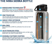 32 Oz Insulated Water Bottle - Stainless Steel Thermos with One-Touch Quick-Open Spout - Double Wall Hot & Cold (24Hr Cold/12Hr Hot) - Hawaiian Blue