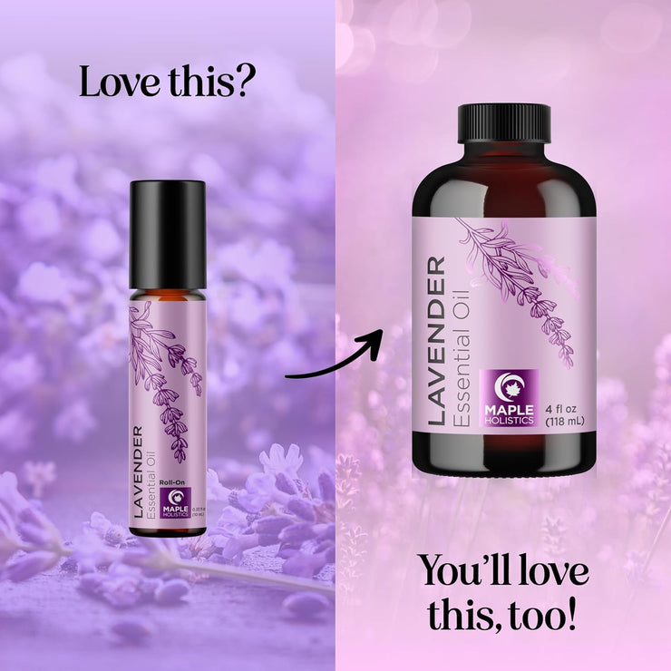 Lavender Essential Oil Roll on - Calming Aromatherapy Oil Roller for Sleep Headaches and Relaxation - Natural Pre-Diluted Sleep Oil for Nighttime Relaxation with Lavender Essential Oil for Skin