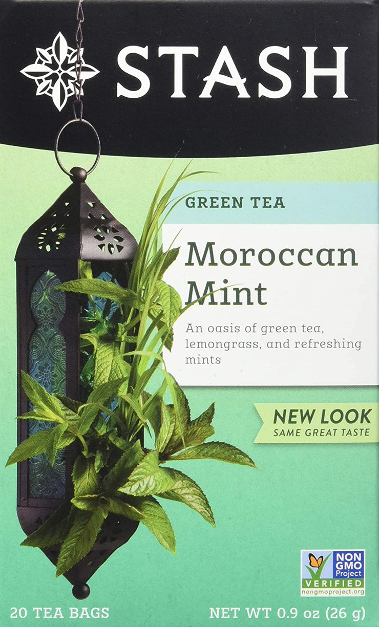 Tea Moroccan Mint Green Tea - Caffeinated, Non-Gmo Project Verified Premium Tea with No Artificial Ingredients, 20 Count (Pack of 6) - 120 Bags Total