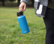 32 Oz Insulated Water Bottle - Stainless Steel Thermos with One-Touch Quick-Open Spout - Double Wall Hot & Cold (24Hr Cold/12Hr Hot) - Hawaiian Blue