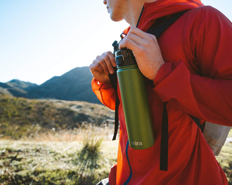 32 Oz Insulated Water Bottle - Stainless Steel Thermos with One-Touch Quick-Open Spout - Double Wall Hot & Cold (24Hr Cold/12Hr Hot) - Hawaiian Blue