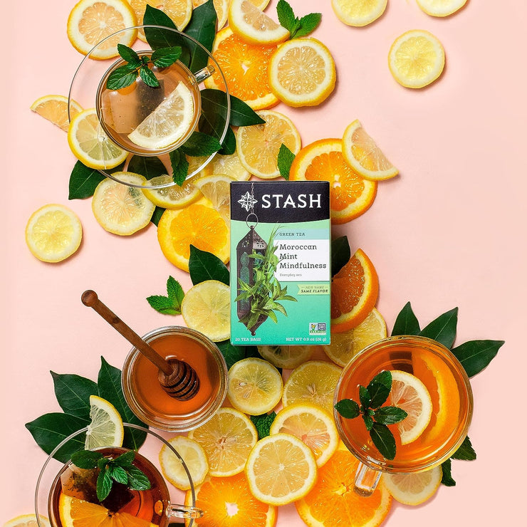 Tea Moroccan Mint Green Tea - Caffeinated, Non-Gmo Project Verified Premium Tea with No Artificial Ingredients, 20 Count (Pack of 6) - 120 Bags Total